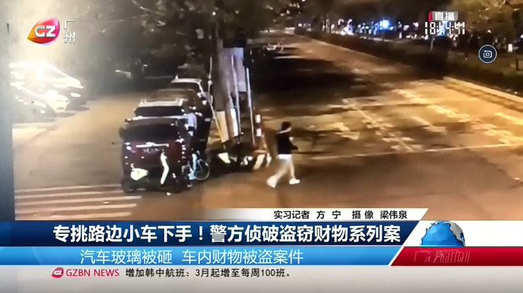 广州台综合频道 广视新闻 专挑路边小车下手！警方侦破盗窃财物系列案
